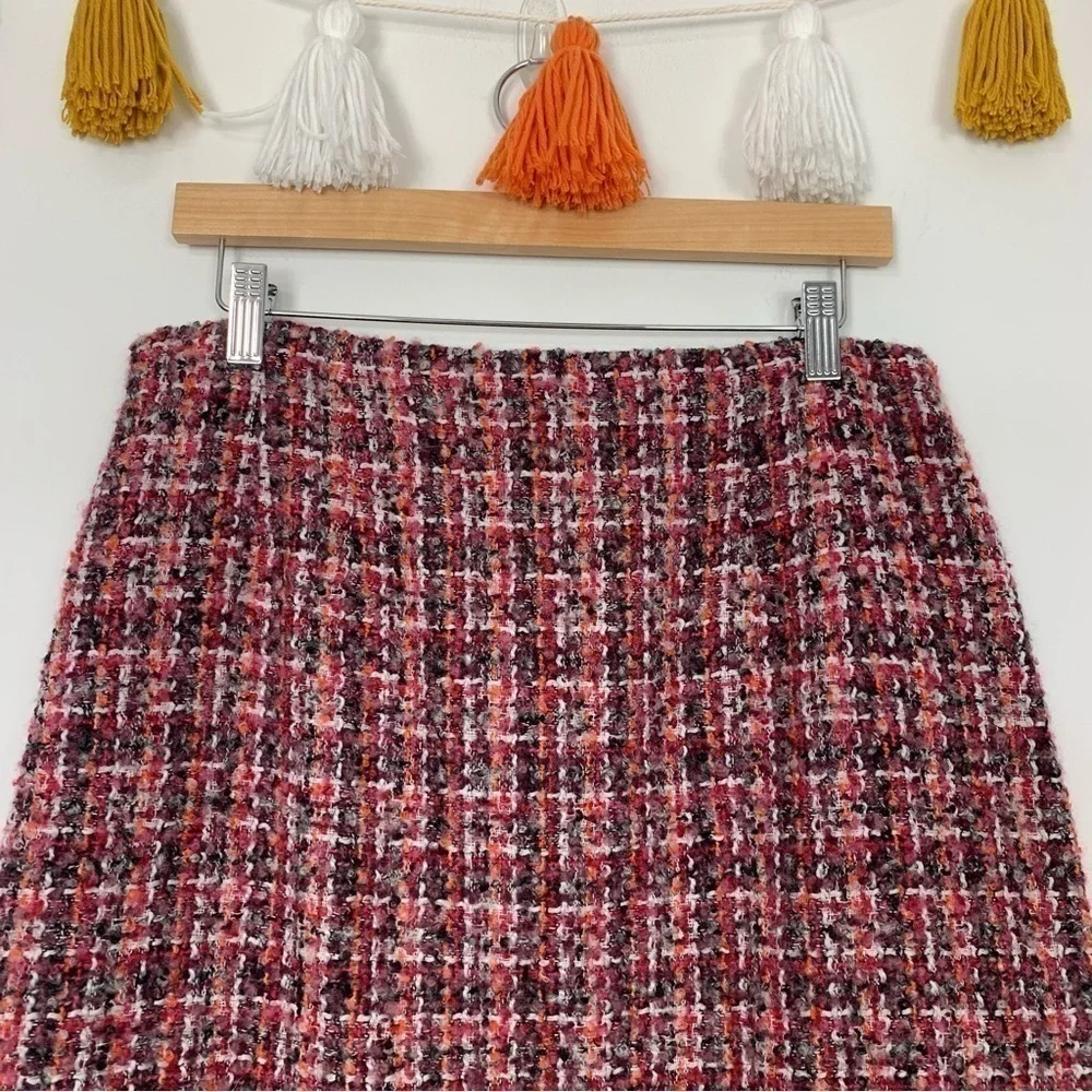 Talbots A-Line Wool Blend Pink Red Tweed Skirt Size 6 - Picture 6 of 9